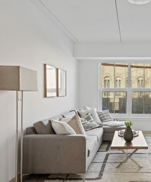 Modern living room at Mily on Green in Philadelphia, Pennsylvania