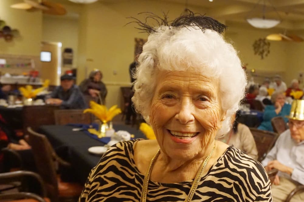 Resident on New Year's Eve at Winding Commons Senior Living in Carmichael, California