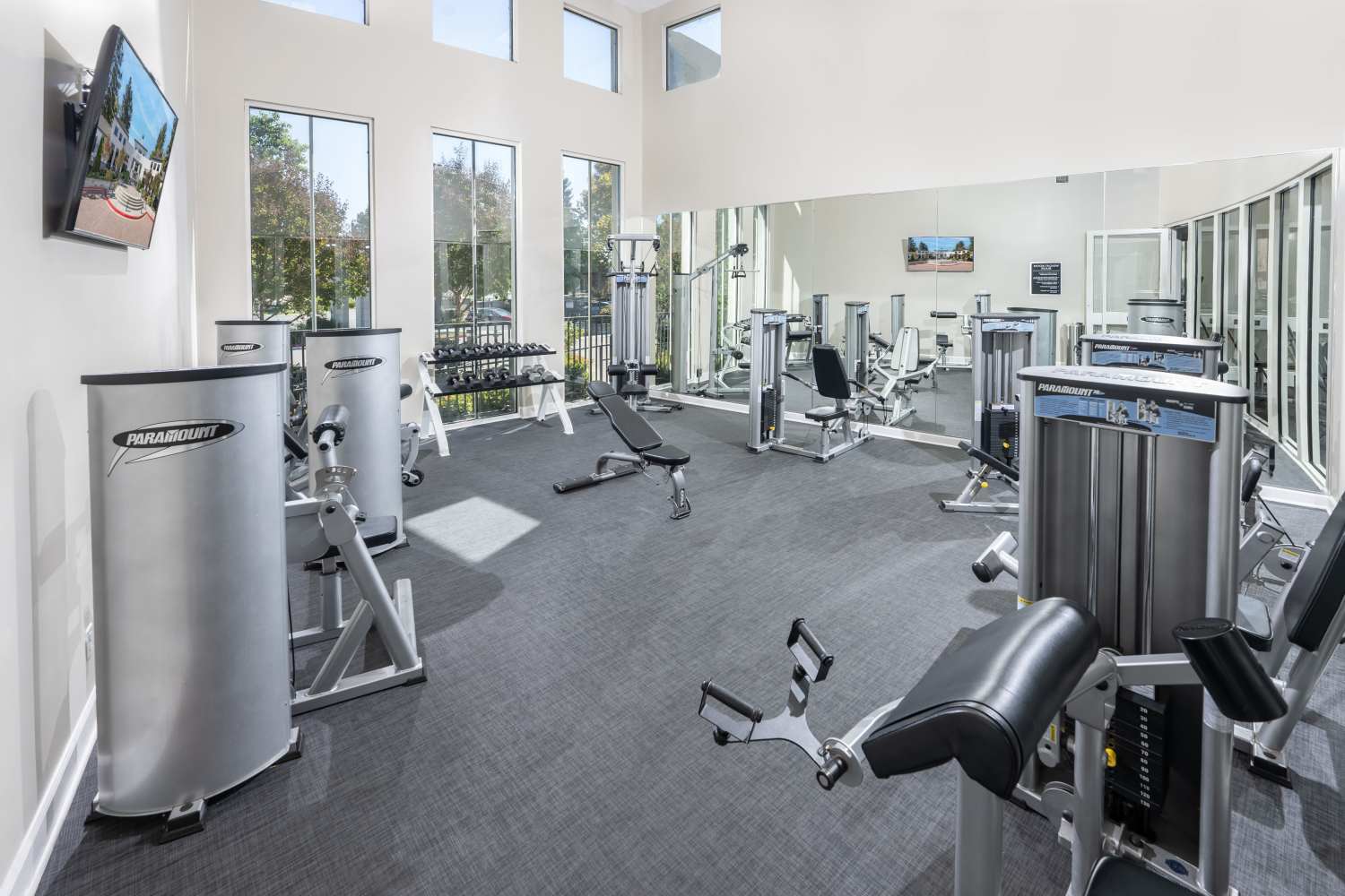 Gym center at Bella Vista Apartments in Santa Clara, California