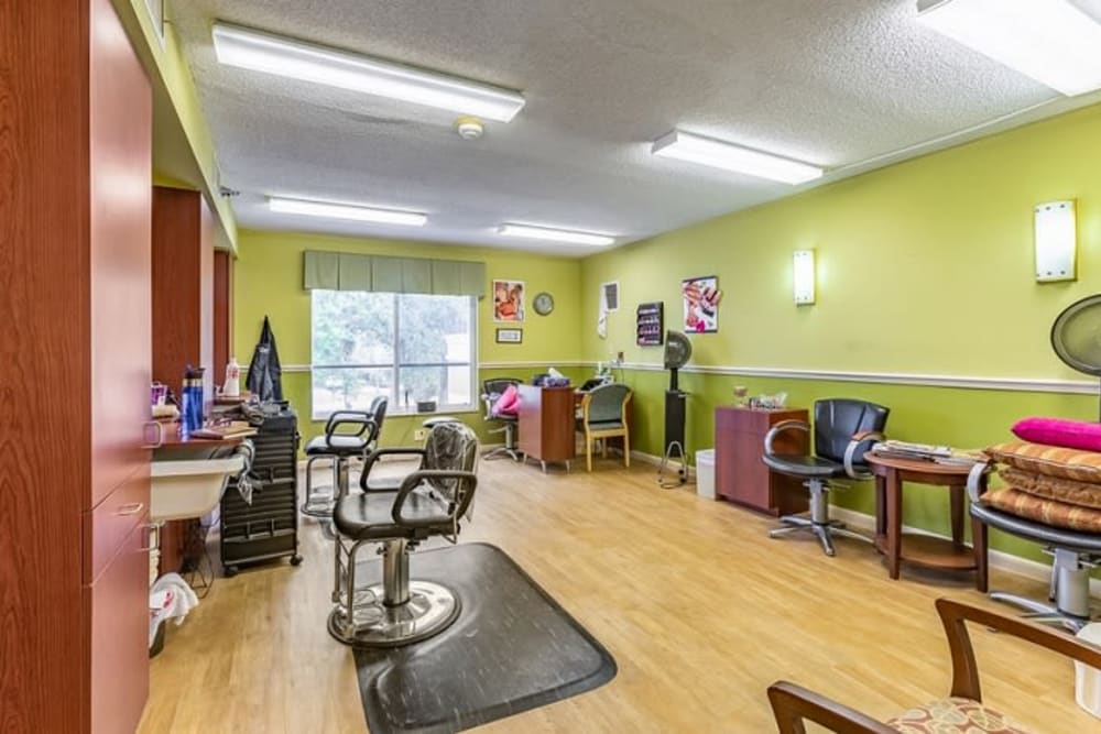 The onsite hair salon at Grand Villa of Sarasota in Sarasota, Florida