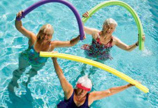 Pool fun for active senior living residents in Louisiana