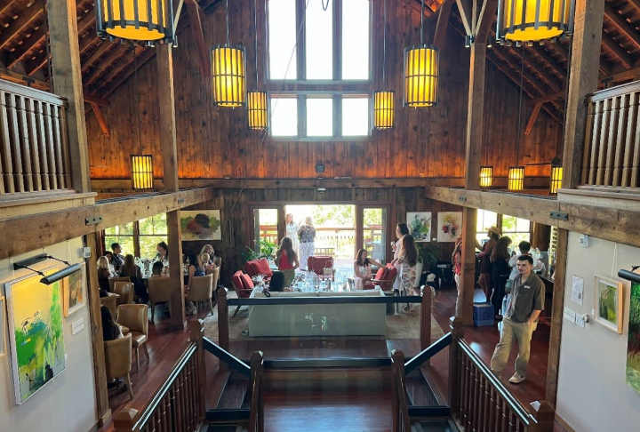 Multi-level tasting room at La Crema