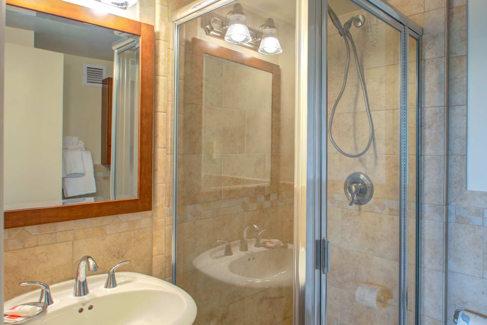 Model bathroom at Haddonview Apartments in Haddon Township, New Jersey