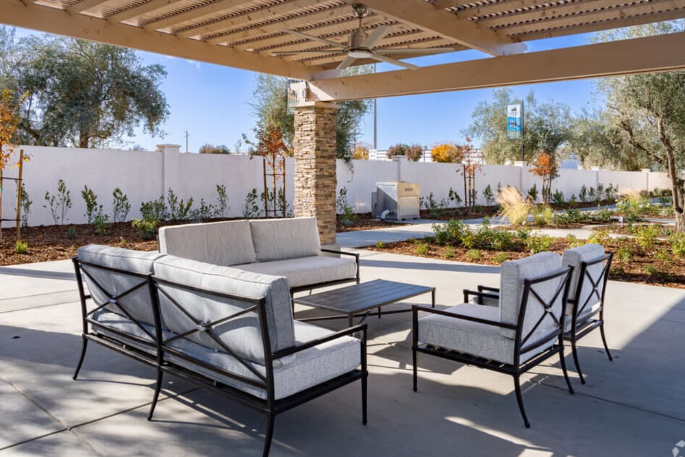 Modern outdoor lounge view at Tuscany Villas in Visalia, California
