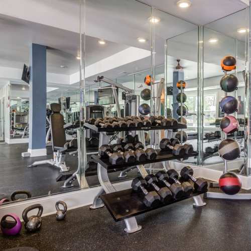 Fitness center at Creekside at Greenlawn Apartment Homes in Columbia, South Carolina