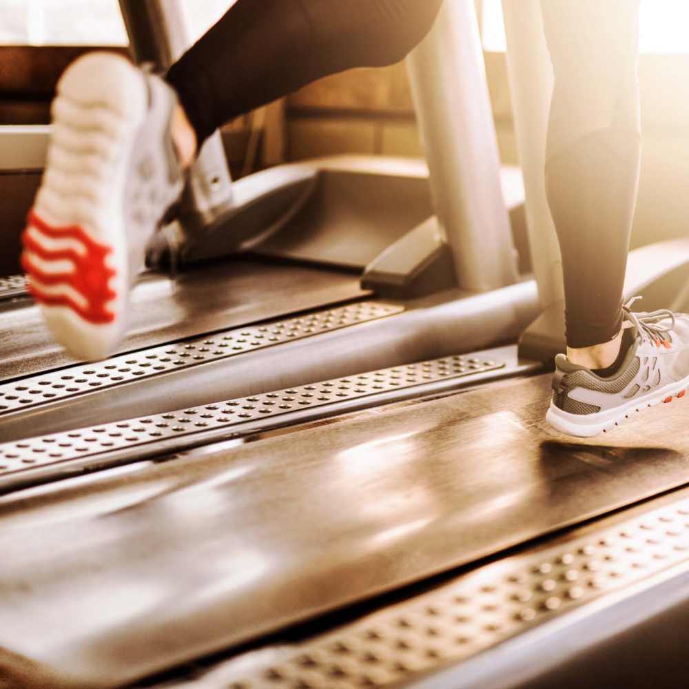 Resident in fitness center at Woodlawn Lofts in Pittsburgh, Pennsylvania 