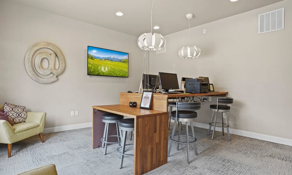 Computer area at Villas of Waterford Apartments in Wichita, Kansas