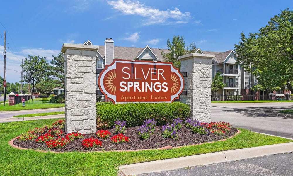 entrance at Silver Springs Apartments in Wichita, Kansas