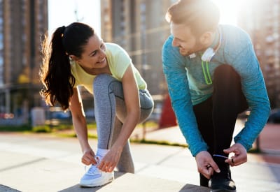 Residents going for a run on their lunch break outside their downtown office near 505 West Apartment Homes in Tempe, Arizona
