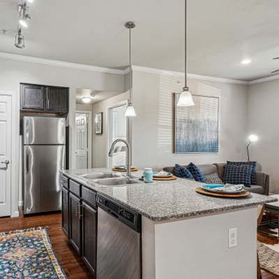 Kitchen with breakfast island at Regalia Mansfield, Mansfield, Texas