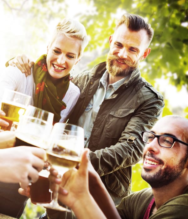 Friends enjoying drinks near FalconView in Colorado Springs, Colorado