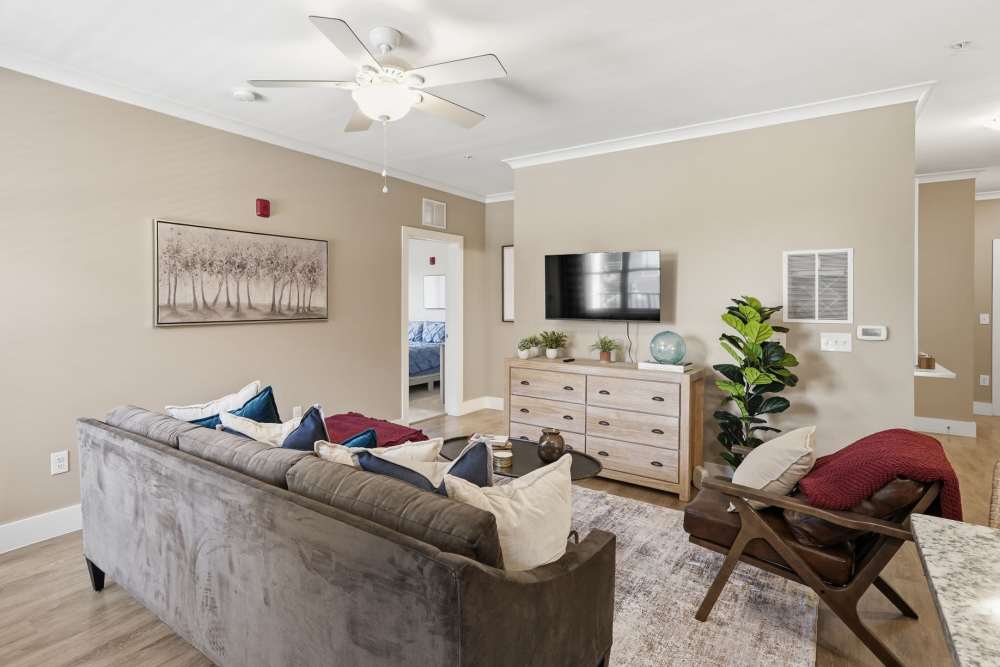Couch in a living room at East of Market in Frederick, Maryland