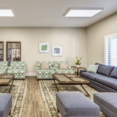 A furnished living room at Seaside Village in Oceanside, California