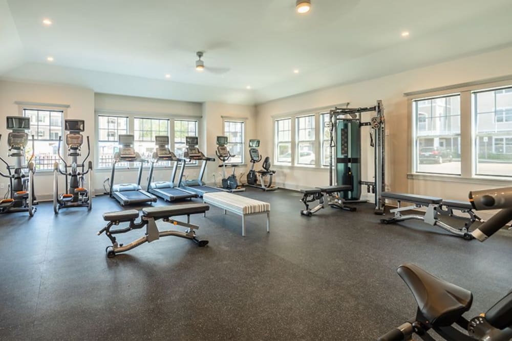 Modern fitness center at Winding Creek Apartments in Webster, New York