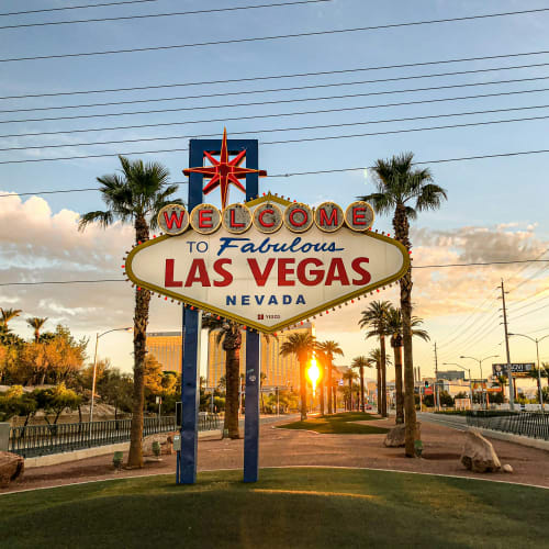 Las Vegas sign near Wyandotte in Las Vegas, Nevada