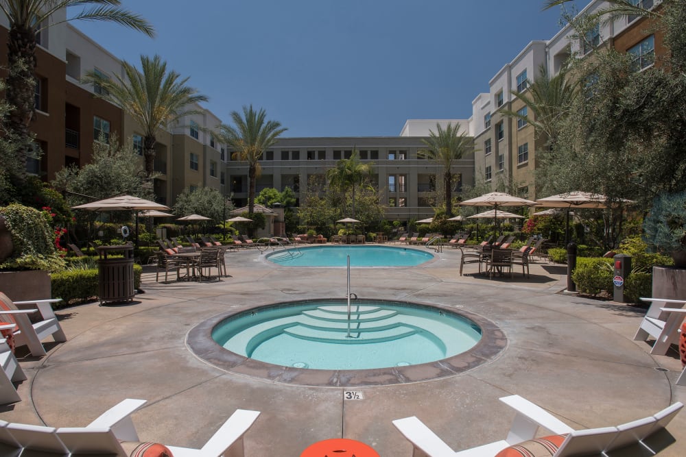 Swimming pool with a spacious sundeck at Paragon at Old Town in Monrovia, California