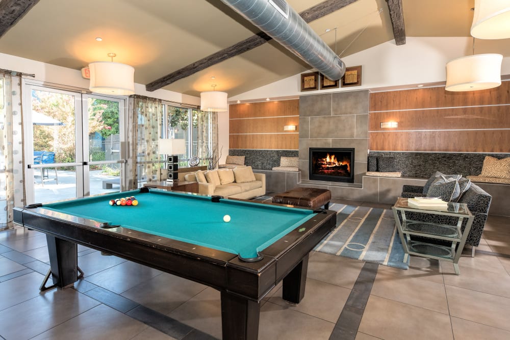 Billiards room and lounge at Azure Apartment Homes in Petaluma, California