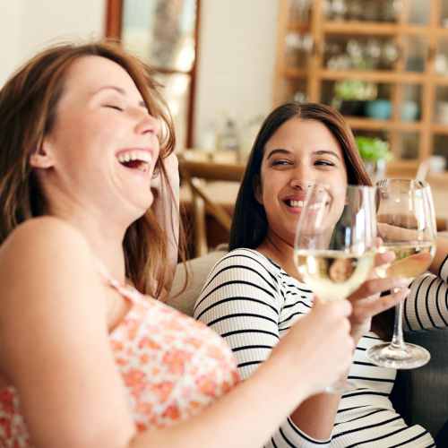Friends having drinks at Sagewood Estates in Portland, Oregon
