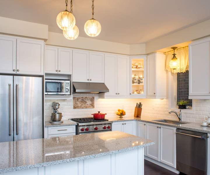 Kitchen with Steel appliances of a modern apartment home at Park City Place in Bridgeport, Connecticut