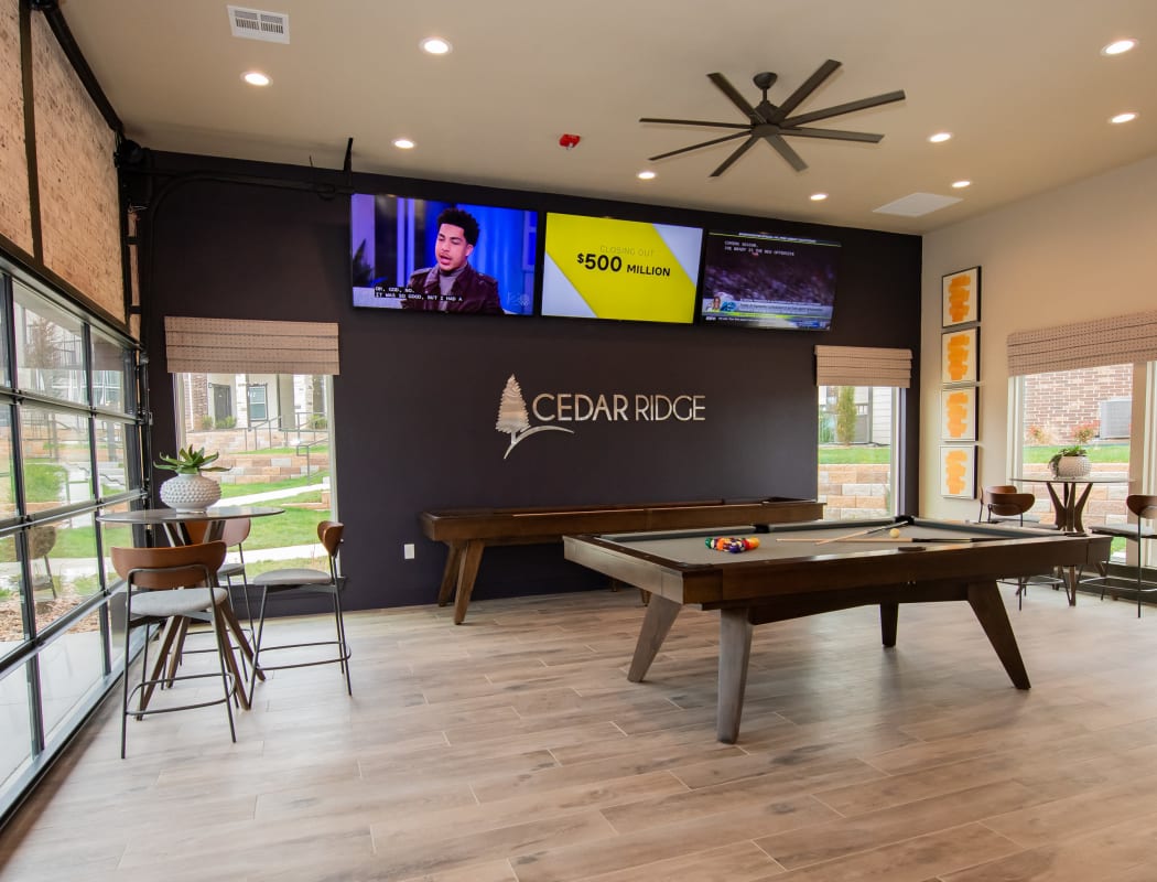Game area in clubhouse at Cedar Ridge in Tulsa, Oklahoma.