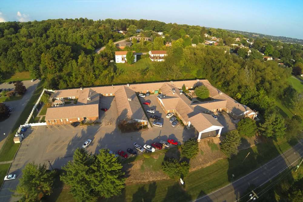 Aerial of Windsor House at O'Brien Memorial in Masury, Ohio