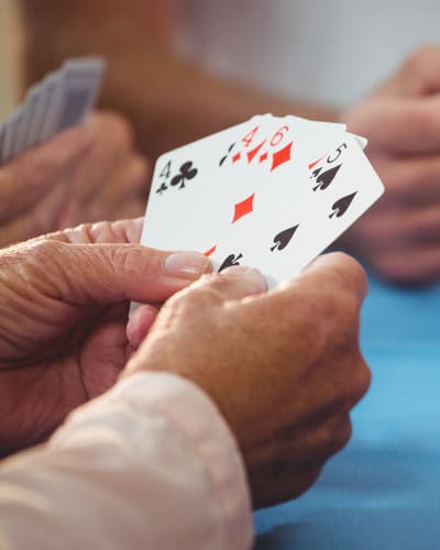 Residents playing a card game at The Views at Lake Havasu in Lake Havasu City, Arizona