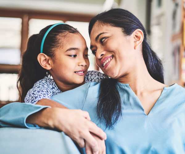 Resident at home with her daughter at Targa Real Estate Services, Inc. in Federal Way, Washington