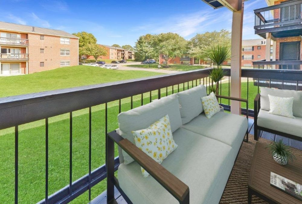 The Preserve at Owings Crossing Apartment Homes offers a patio in Reisterstown, Maryland