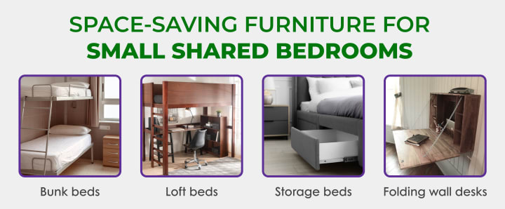 Space-saving furniture for small shared bedrooms