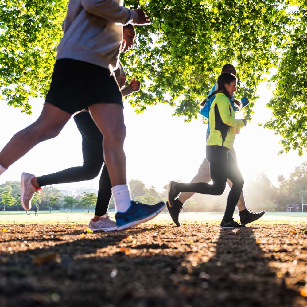 Residents jogging near Art on Highland in Phoenix, Arizona