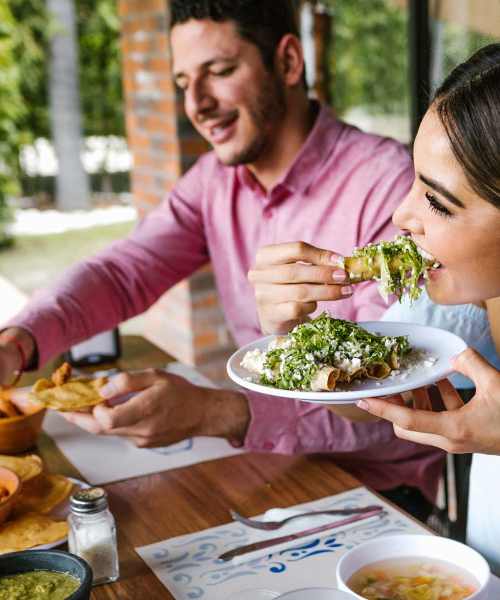 Residents having dinner in restaurant near Greentree in Indianapolis, Indiana