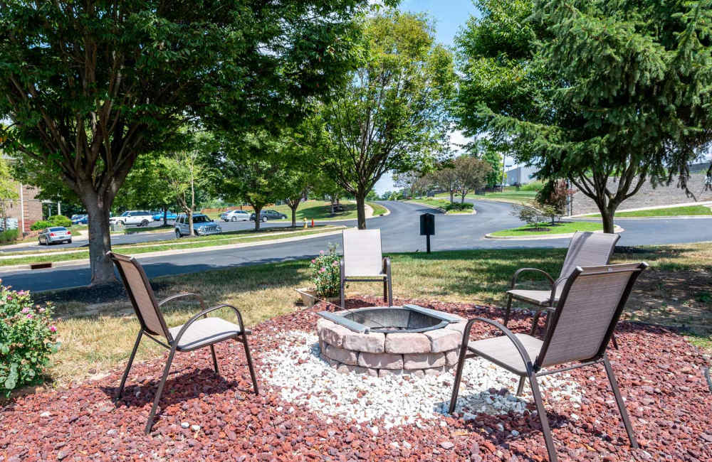 Fire pit with chairs at Blankenbaker Crossings in Louisville, Kentucky