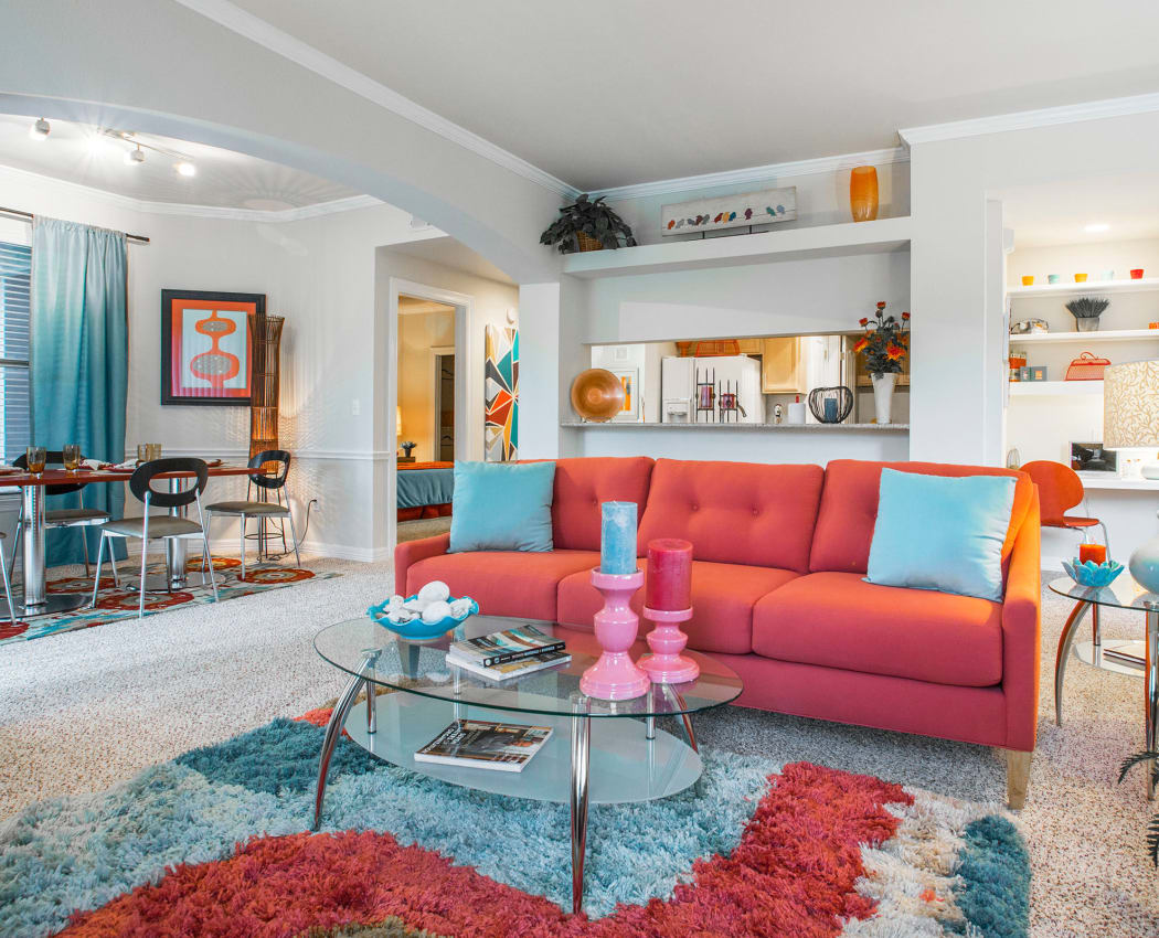 Well-decorated open-concept model home at Riata in Austin, TX