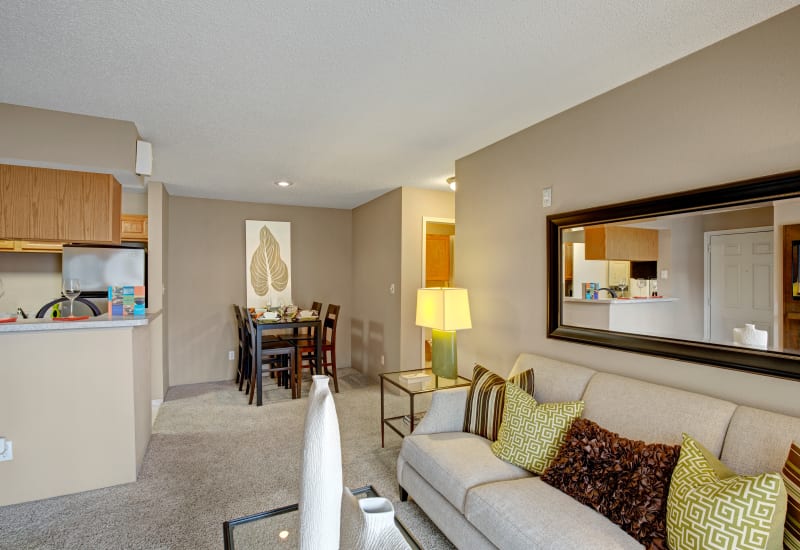 Bright spacious living area at The Lakes of Schaumburg in Schaumburg, Illinois