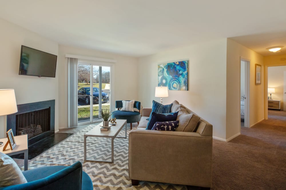 Model living room at The Village at Voorhees in Voorhees, New Jersey