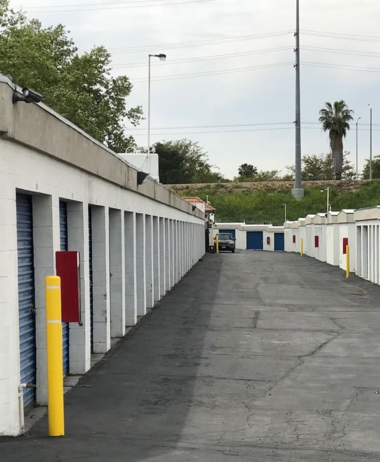 Outdoor storage units at StorQuest Self Storage in Loma Linda, California