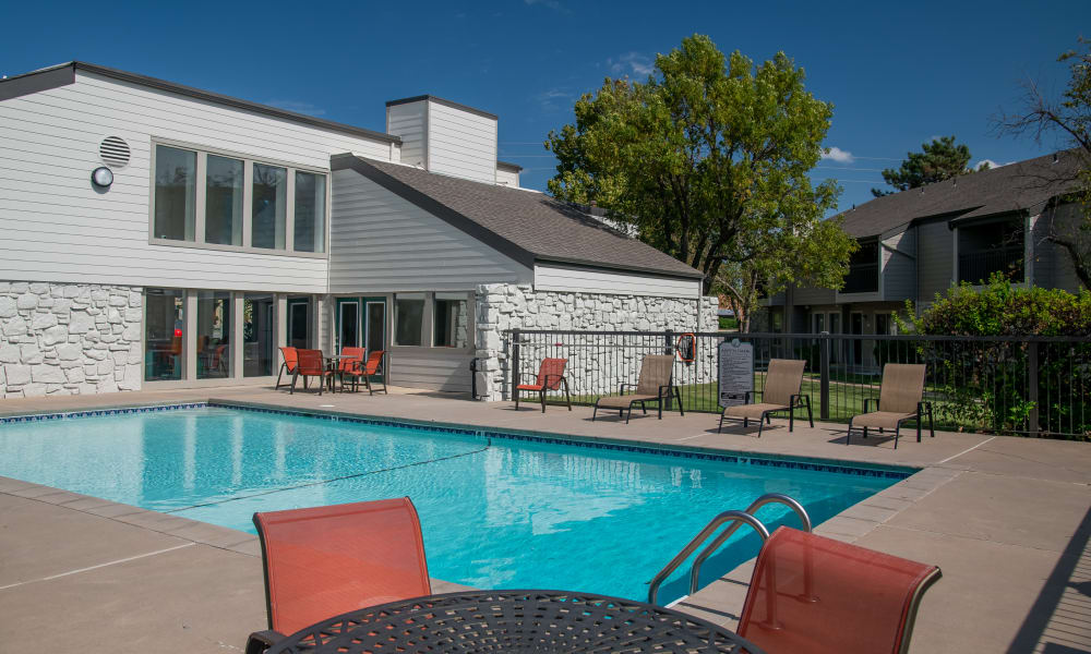 Sparking swimming pool at Aspen Park Apartments in Wichita, Kansas