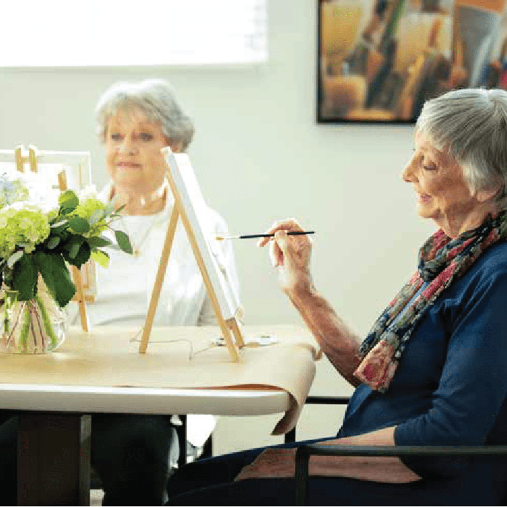 Residents painting at Clearwater at The Heights in Houston, Texas