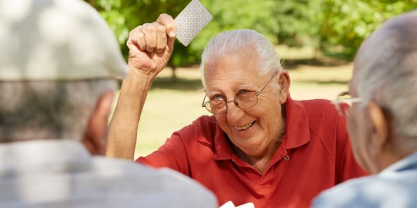 Residents playing cards at Maple Ridge Care Center in Spooner, Wisconsin