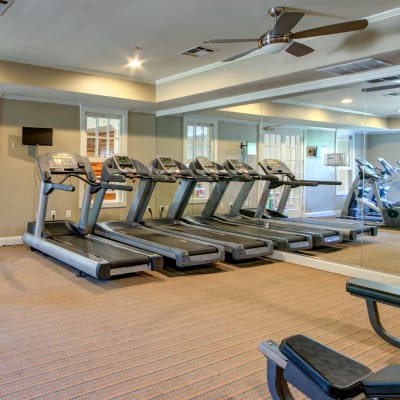 Exercise equipment in the fitness center at Thomason Park in Quantico, Virginia
