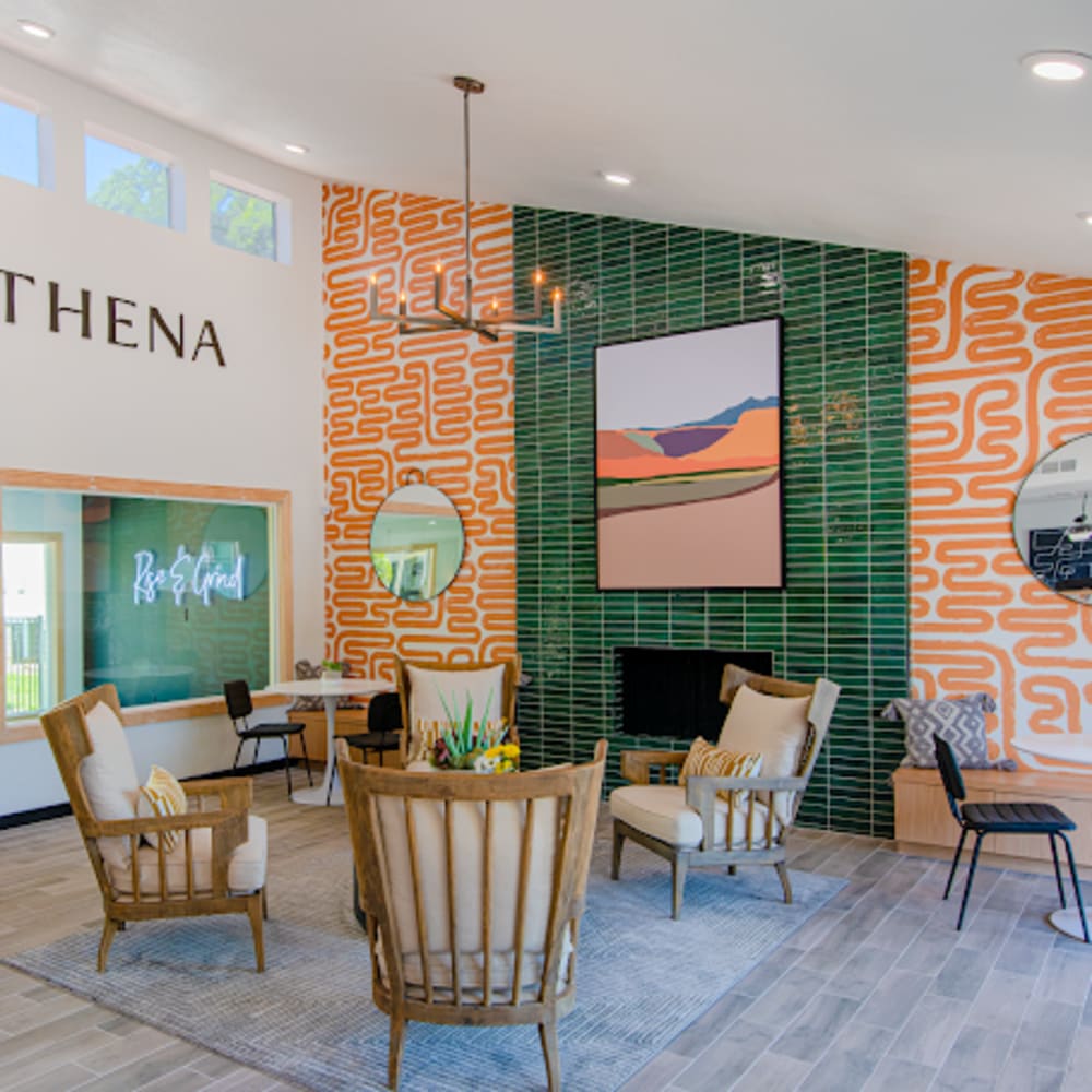 Community  lounge area at Athena Apartments in Benbrook, Texas