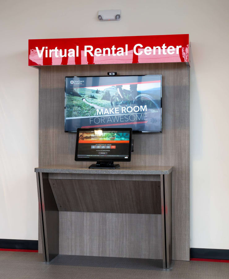 Virtual rental center kiosk at StorQuest Express Self Service Storage in Copperopolis, California