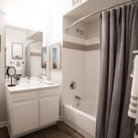 upgraded bathroom at 415 Premier Apartments in Evanston, Illinois