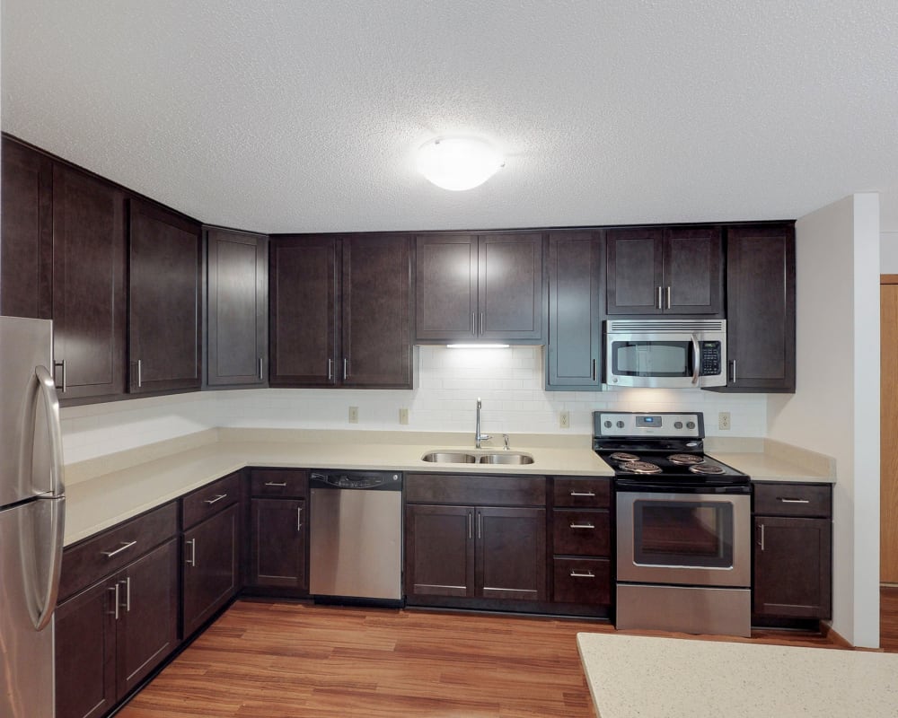 Fully equipped kitchen at Vernon Oaks in Edina. Minnesota