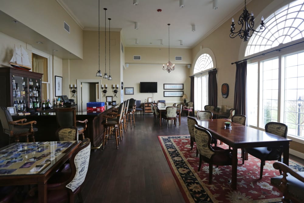 Seating in the bar at The Chamberlin in Hampton, Virginia