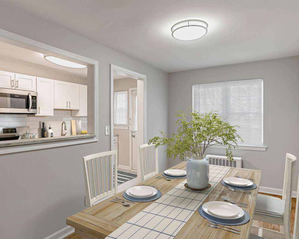 Clear and Aesthetically pleasing Dining room in Eagle Rock Apartments at Maplewood in Maplewood, New Jersey