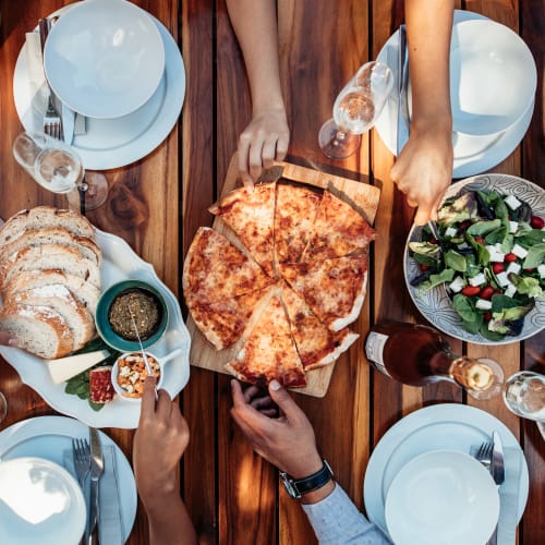 Residents gathering for a meal at San Onofre II in San Clemente, California