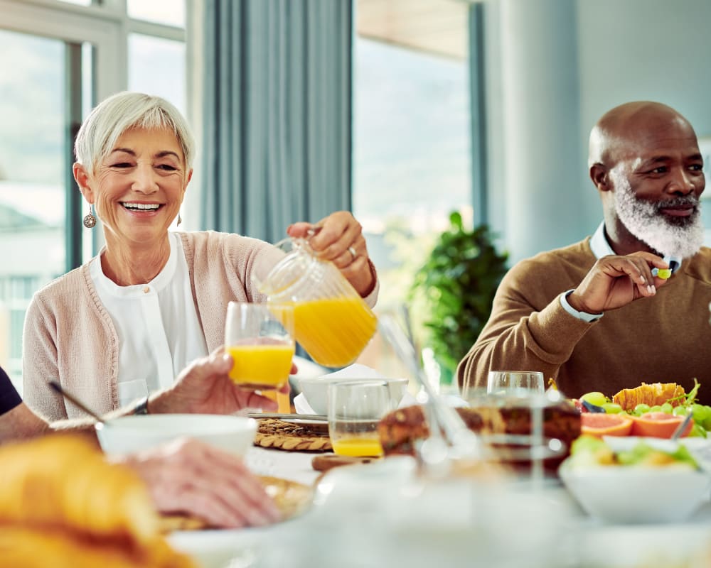 Residents enjoy breakfast options at Arlington Place of Grundy Center in Grundy Center, Iowa.