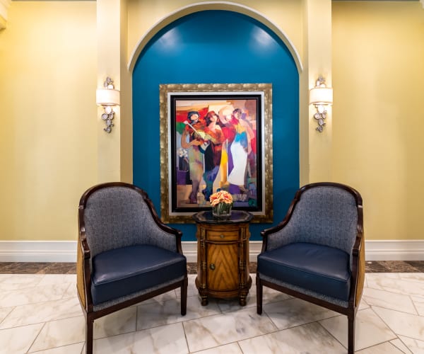 Seating area at Pacifica Senior Living Forest Trace in Lauderhill, Florida