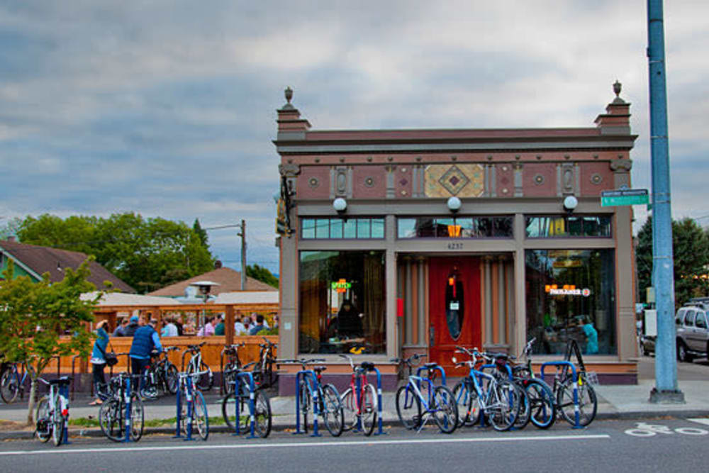 Bikes parked near The Robert in Portland, Oregon